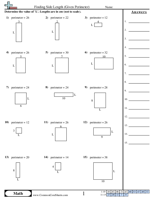 3.md.8 Worksheets - Missing Side (Perimeter) E worksheet